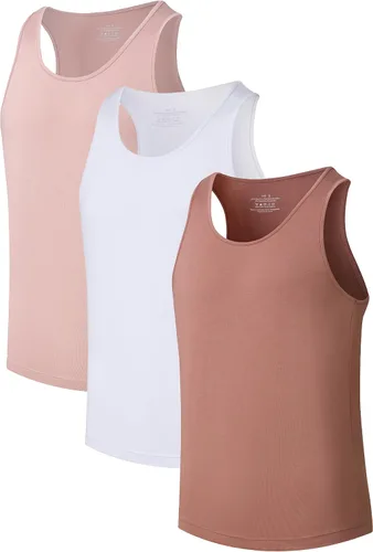Vista 12 de COLORFULLEAF Camisetas sin mangas de rayón de bambú para hombre, camisetas sin mangas elásticas con cuello redondo (1 o 3)