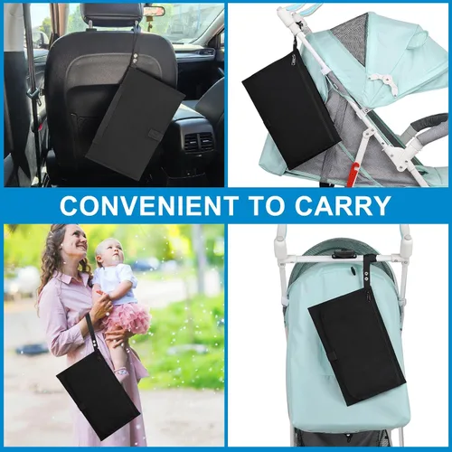 Vista 5 de Accmor Cambiador de pañales portátil, cambiador de bebé impermeable, cambiador de pañales para bebés, para viajes, negro
