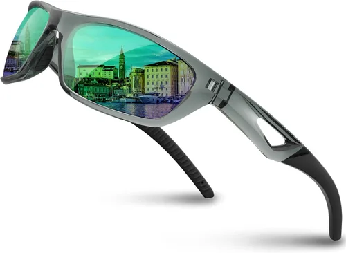 Vista 9 de RIVBOS Polarized Sports Sunglasses UV400 for Driving Cycling Fishing RB831 TR90 lightweight frame for cycling, baseball, running, driving and Negro