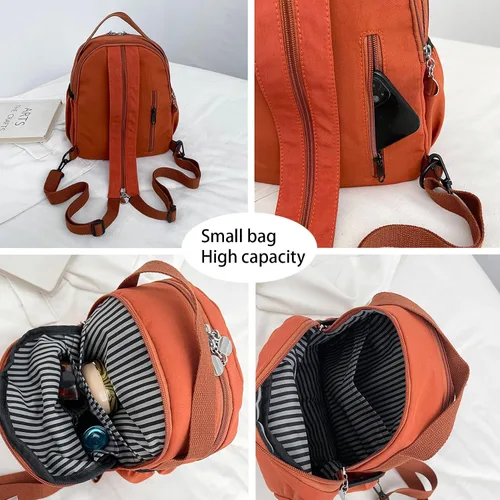 Vista 8 de Mochila impermeable para mujer, elegantes bolsas de mensajero, bolsa cruzada con múltiples compartimentos, Negro