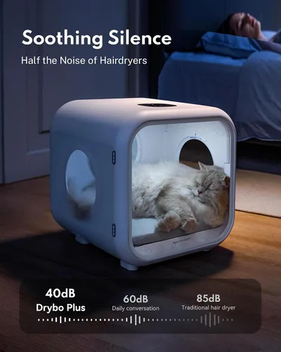 Vista 6 de HomeRunPet Secador para gatos, caja automática y silenciosa de 360° eficiente con control inteligente de temperatura, ideal para perros pequeños