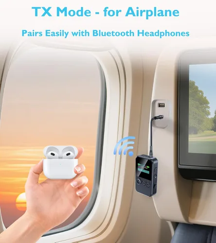 Vista 9 de TSNAM - Transmisor Bluetooth para TV a 2 auriculares, receptor inalámbrico para llamadas manos libres de coche, adaptador de audio con conector AUX