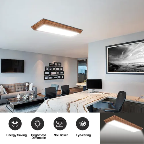 Vista 9 de FAITHSAIL - Lámpara LED de 2 pies con CCT seleccionable de 3000K/4000K/5000K, regulable, lámpara LED lineal de 2 pies con aspecto de madera, 30W