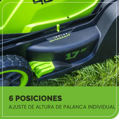 Vista 7 de Greenworks Cortacésped inalámbrico de 40 V y 17 pulgadas, motor sin escobillas, batería de 4.0 Ah y cargador (más de 75 herramientas compatibles)