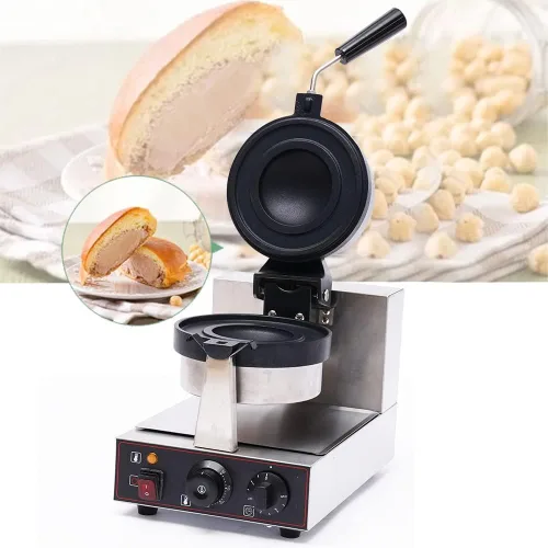 Vista 3 de CNCEST Máquina eléctrica para hacer gofres de hamburguesas, 1000 W, comercial de una sola cabeza, máquina de hamburguesas de prensa panini, máquina