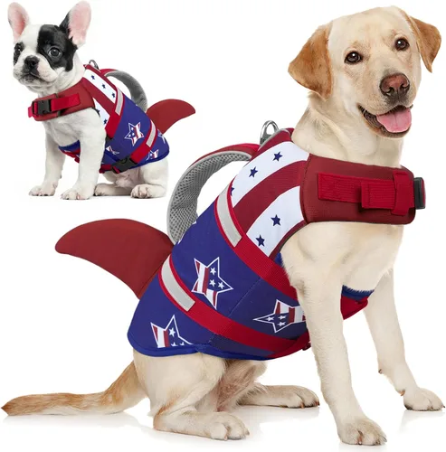 Vista 23 de AOFITEE Chaleco salvavidas para perros, chaleco salvavidas para perros pequeños, chaleco de seguridad reflectante con flotabilidad superior y asa