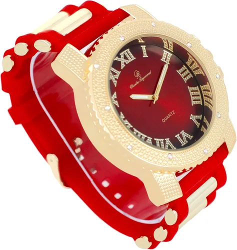 Vista 3 de Charles Raymond Reloj de gran tamaño con banda de goma de hip hop para hombre, que muestra tu lujuria por la vida - GJM