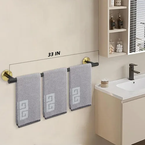 Vista 5 de NearMoon - Barra para toallas de baño, accesorios de baño de acero inoxidable, para toalla de ducha para baño, soporte de toalla montado en la pared