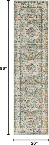 Vista 2 de SAFAVIEH Madison Collection - Alfombra de pasillo de 2 pies 2 pulgadas x 8 pies, color salvia y marfil, diseño bohemio oriental envejecido,