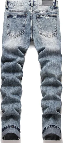 Vista 2 de OIIIO Pantalón vaquero de pierna recta rasgados para hombre