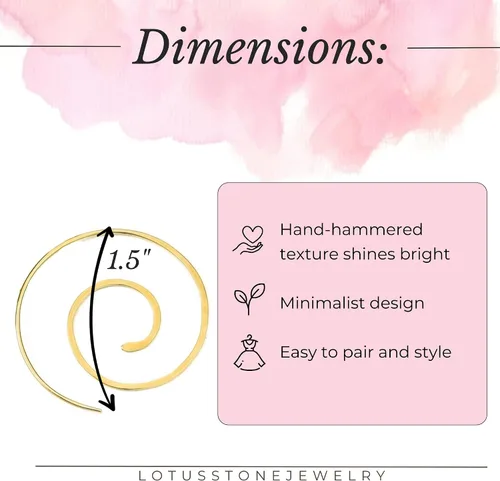 Vista 64 de Aretes de aro finos martillados, elegantes plata esterlina geométrica sólida, relleno de oro y relleno de oro rosa; para mujer por Lotus Stone