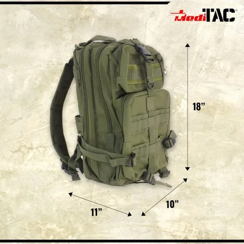 Vista 4 de MediTac Mochila táctica de asalto - Mochila de primeros auxilios - Mochila militar MOLLE de 18" Verde oliva (Olive Drab)
