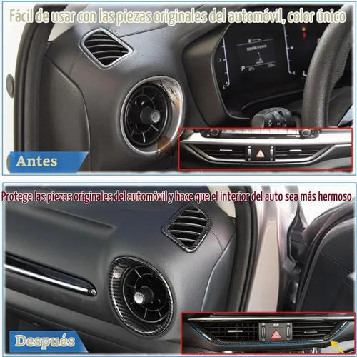 Vista 4 de MUXEE para Kia Forte 2019-2024 5PCS ABS Fibra de Carbono Centro Control Aire Acondicionado Marco Salpicadero Superior Salida de Viento Cubierta