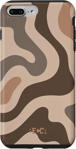 Vista 12 de iPhone 12 mini Retro líquido remolino Groovy café latte patrón marrón caja del teléfono