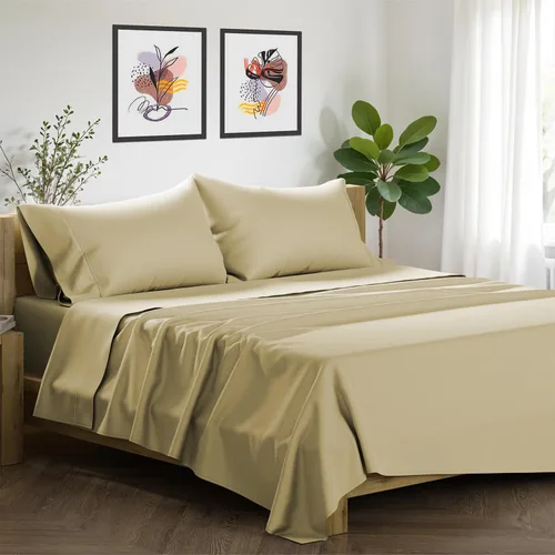 Vista 18 de XOOX Linen Juego de 4 fundas de almohada de algodón egipcio, tamaño Queen, fundas de almohada de lujo de 1500 hilos de alto tamaño estándar