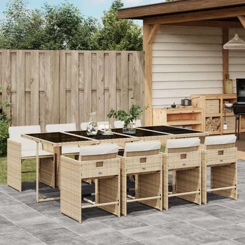 Vista 13 de Beige 5-Piece Outdoor Patio Dining Set with Foldable Chairs Cream Cushions Poly Rattan Furniture for Compact Storage Garden Backyard Balcony Use