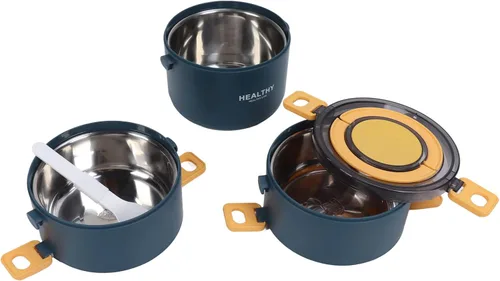 Vista 9 de Topyond Termo para comida caliente, caja Bento apilable, caja de almuerzo de acero inoxidable, contenedor de alimentos aislado de 74.4 fl oz con 3