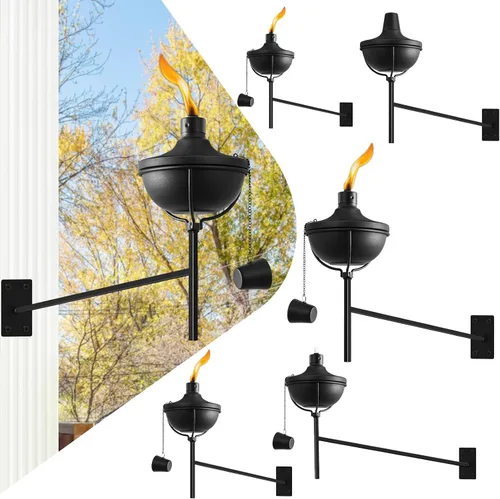 Vista 6 de ZSZMFH Home Garden - Juego de 6 antorchas de metal para exteriores, gran capacidad de 23.5 onzas, antorchas de citronela mejoradas de 55 pulgadas