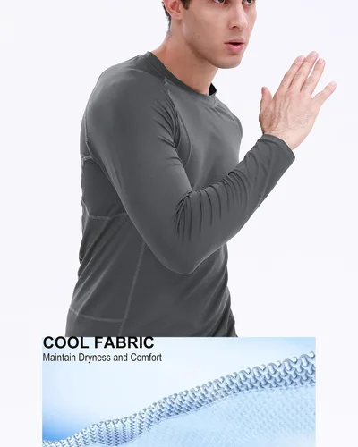 Vista 5 de BOOMCOOL 13 Pack Long Sleeve Compression Shirts for Men Workout Clothes Gym T Shirt for Rash Guard Sports Undershirt