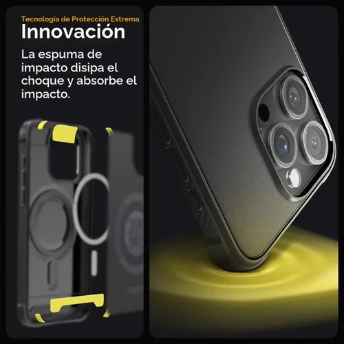 Vista 5 de Spigen - Rugged Armor MagFit - Funda diseñada para el iPhone 15 Pro (2023) [Protección de grado militar] Compatible con MagSafe - Negro mate
