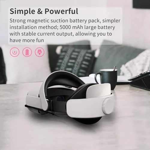 Vista 3 de Head Strap with Battery for Oculus Quest 2, Meta Quest 2 Accessories Compatible with Quest 2, Replacement for Meta Quest 2 Elite Strap,Adjustable