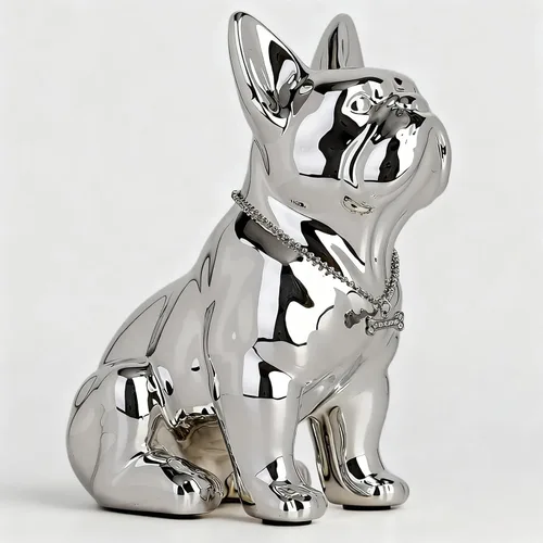 Vista 13 de Estatua negra de bulldog francés, estatua de pug sentado de resina, escultura de bulldog inglés para decoración del hogar, decoración de escritorio
