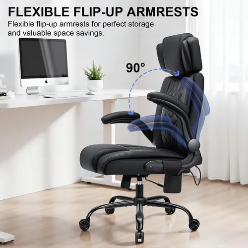 Vista 7 de VANSPACE Silla de oficina ejecutiva con soporte lumbar ajustable y reposacabezas Silla ergonómica de computadora de 440 libras, cómoda silla