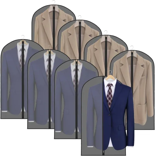 Vista 9 de Zilink Bolsas de ropa transpirables para abrigo de piel de 43", bolsas de traje para almacenamiento en armario, fundas transparentes para chaqueta