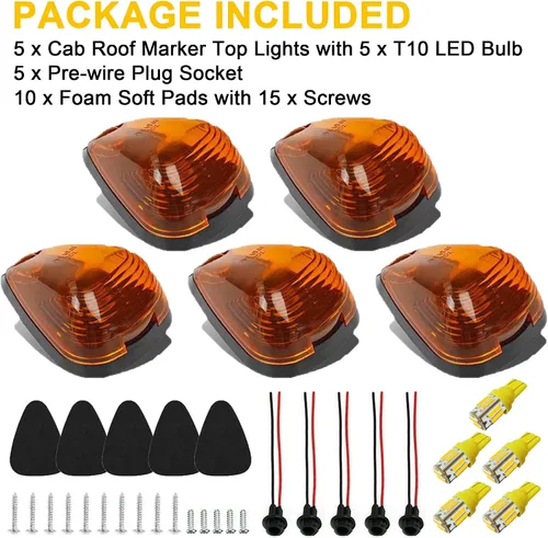 Vista 2 de 5X Luces de Señalización de Techo de Cabina LED Ámbar Luces de Holgura Superiores Compatibles con Ford 1999-2016 F150 F250 F350 F450 F550 Super Duty