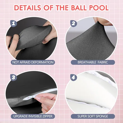 Vista 5 de Fosa de pelotas de espuma, 35" x 12" Fosas de pelotas para niños pequeños, Piscina de pelotas redonda suave para bebés y niños pequeños, Regalo