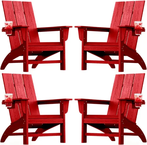 Vista 24 de Silla Adirondack moderna, sillas de patio de plástico HDPE para todo tipo de clima, silla para hoguera, sillas de césped al aire libre para terraza