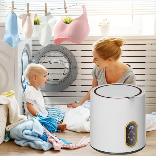 Vista 3 de Lavadora portátil de 6L, 24 W, capacidad de 2.2 lbs, lavadora pequeña automática para lavar ropa interior, ropa de bebé, calcetines, artículos