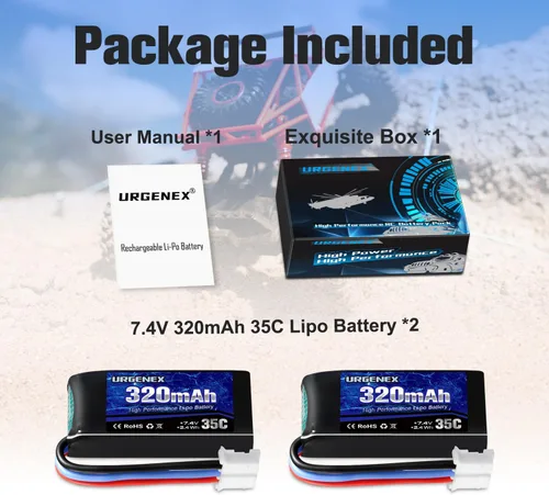 Vista 6 de 7.4V Lipo Batería 2S 35C 320mAh Batería Lipo Recargable con PH2.0 3PIN Plug Compatible con UMX 2S Avión