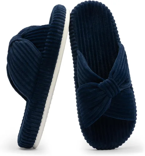 Vista 11 de Chantomoo - Pantuflas para mujer de espuma viscoelástica para la casa con cordón, lazo y tiras cruzadas, zapatos de cama cómodos y de moda