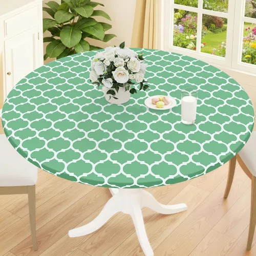 Vista 47 de Smiry Mantel redondo de pícnic, fundas de mesa elásticas impermeables para mesas de 18 a 24 pulgadas, manteles de vinilo con parte trasera