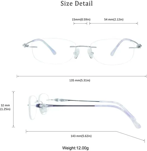 Vista 28 de LifeArt Pure Titanium Frame Glasses/Blue Light Blocking Reading Glasses, Reduce Eyestrain, Stylish for Men and Women 3033_(champán Clear)