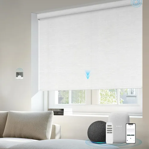 Vista 13 de Motorized Light Filtering Shades Compatible with Alexa Google Smart Blinds Automatic Window Shade Remote Control 70% Blackout Sunny Black