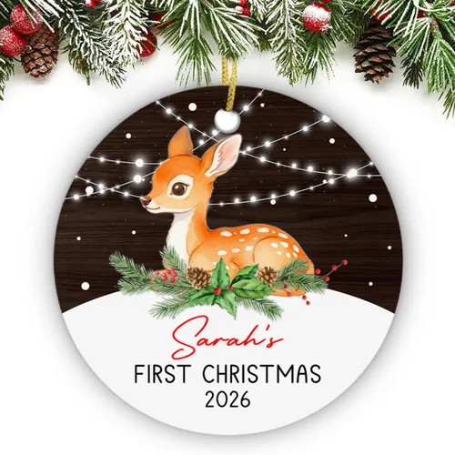 Vista 15 de Adorno de conejito de bebé, adorno personalizado con nombre y año para recién nacido 2026, decoración de conejo de Navidad personalizada, regalo