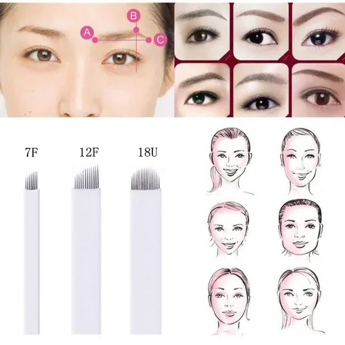 Vista 2 de Microblading Needles 60pcs S7, S12, U18 Surtido Maquillaje Permanente Manual Ceja Tatuaje Aguja Microblading Cuchillas Microblading Kits