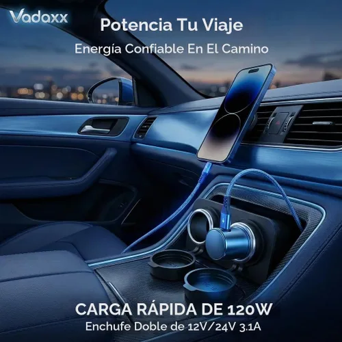 Vista 2 de Enchufe para encendedor de cigarrillos con fusible de hoja, divisor de encendedor de cigarrillos de 2 enchufes, 12 V, enchufe de repuesto Negro-1p
