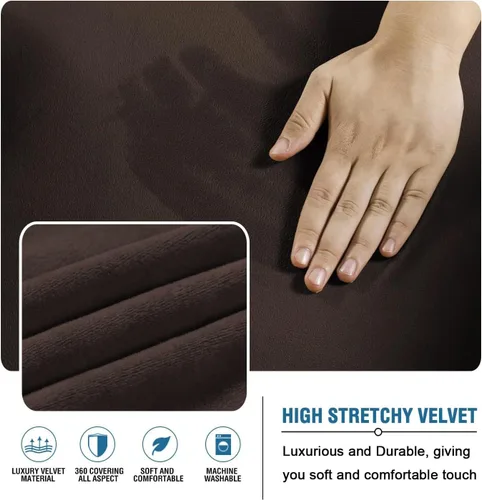 Vista 3 de H.VERSAILTEX - Funda para sofá de terciopelo real, para futón sin brazos, sofá, sofá cama, para proteger muebles, de terciopelo grueso y suave que