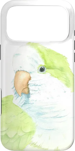 Vista 22 de iPhone 12 Pro Max monje perico quaker acuarela loro retrato caso