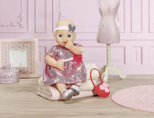 Vista 2 de Baby Annabell Atuendo glamour de lujo de 16.9 in – brillante ropa de fiesta – fácil para manos pequeñas, juego creativo promueve la empatía