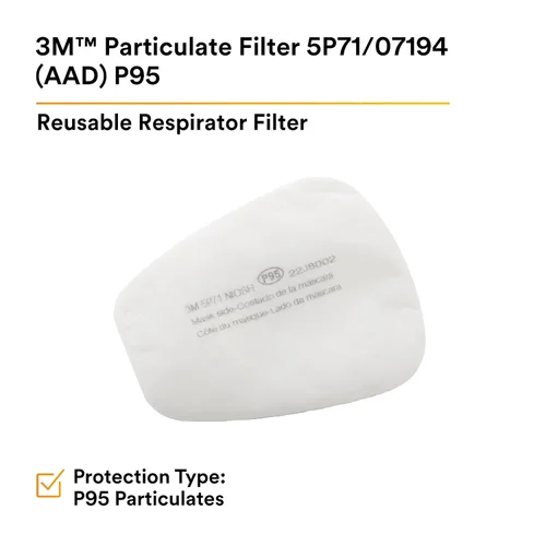Vista 3 de 3M Filtro de repuesto para respirador 5P71, 5 pares, P95, debe usarse con respiradores 3M 5000 o cartuchos 3M serie 6000
