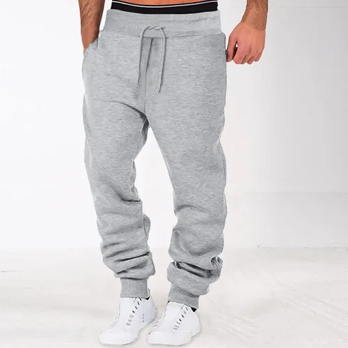 Vista 2 de Pantalones deportivos para hombre con bolsillos, pantalones de bolsillo de color sueltos, pantalones deportivos holgados para hombre