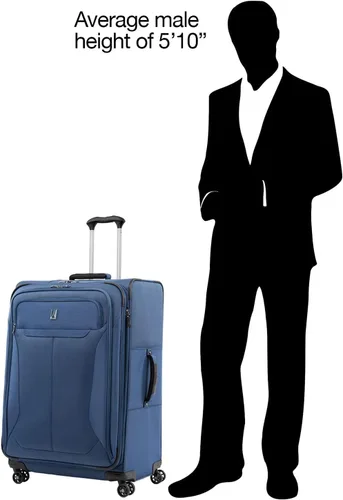 Vista 7 de Travelpro Tourlite Softside Equipaje Expandible con 4 Ruedas Giratorias, Maleta Ligera, Hombres y Mujeres, Azul, Grande a cuadros, 29 pulg., Equipaje