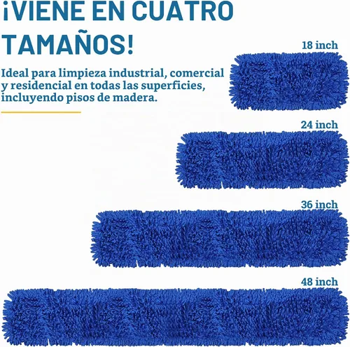 Vista 8 de KLEEN HANDLER Fregona de polvo de microfibra de 18 pulgadas, reemplazo de cabezal de fregona comercial grande lavable, barredora, suministros