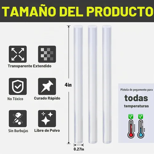 Vista 2 de Paquete de 1000 mini barras de pegamento caliente, 4 pulgadas de largo x 0.27 pulgadas de diámetro para mini pistolas de pegamento, multiusos