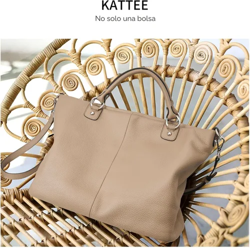 Vista 7 de Bolso Kattee para mujer de cuero suave, bolso cruzado superior y bolsos de mano Albaricoque