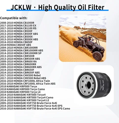 Vista 6 de Filtro de aceite para Honda 15410MCJ000 CBR600RR CBR1000RR GL1800 Gold Wing CTX700 VT750C NC750X, Kawasaki 16097-0002 KRF800 Teryx KVF750 Brute